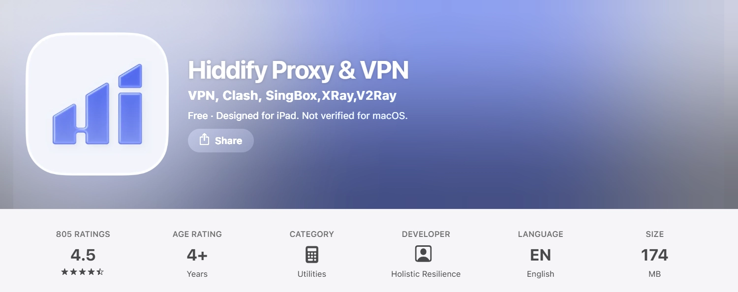 Hiddify اپلیکیشن v2ray برای آیفون