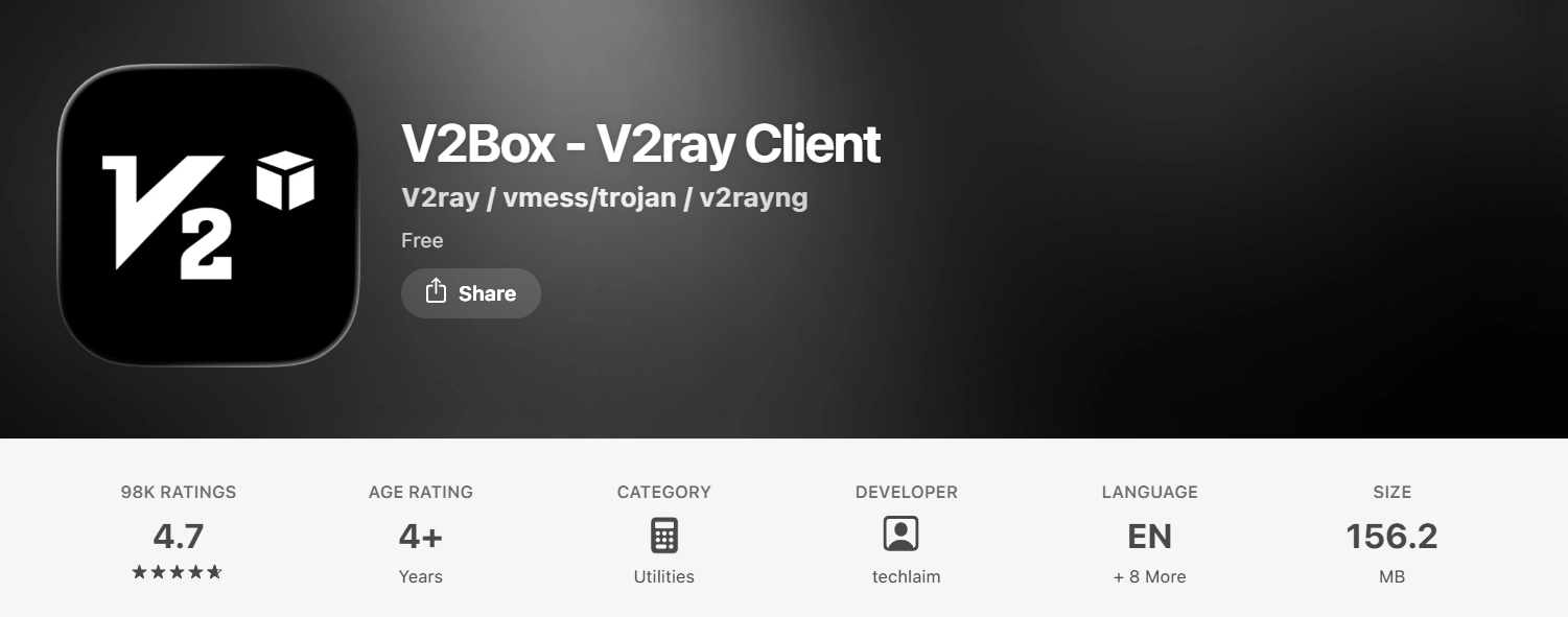 V2Box یک برنامه v2ray برای ایفون